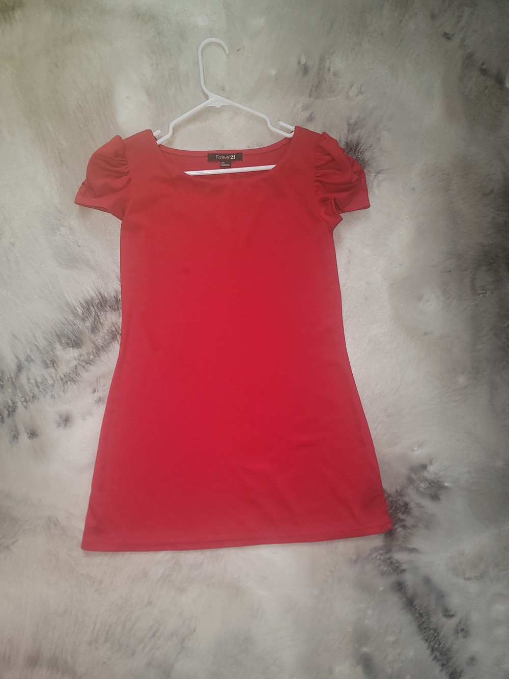 Forever 21 Scarlet Puff Sleeve Scoop Neck Dress
